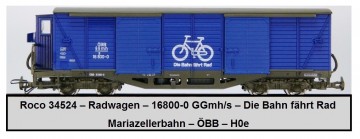 Roco 34524 – Radwagen – 16 800-0 GGmh/s – Die Bahn fährt Rad – Mariazellerbahn – ÖBB – H0e