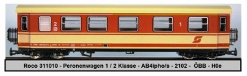Roco 31010   personenwagen 1  2 klasse   ab4iphos 2102   mariazellerbahn   obb   h0e 1