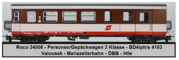Roco 34008 - Personen/Gepäckwagen 2 Klasse - BD4 iph/s 4103 – Valousek - Mariazellerbahn - ÖBB - H0e - Zweite Version